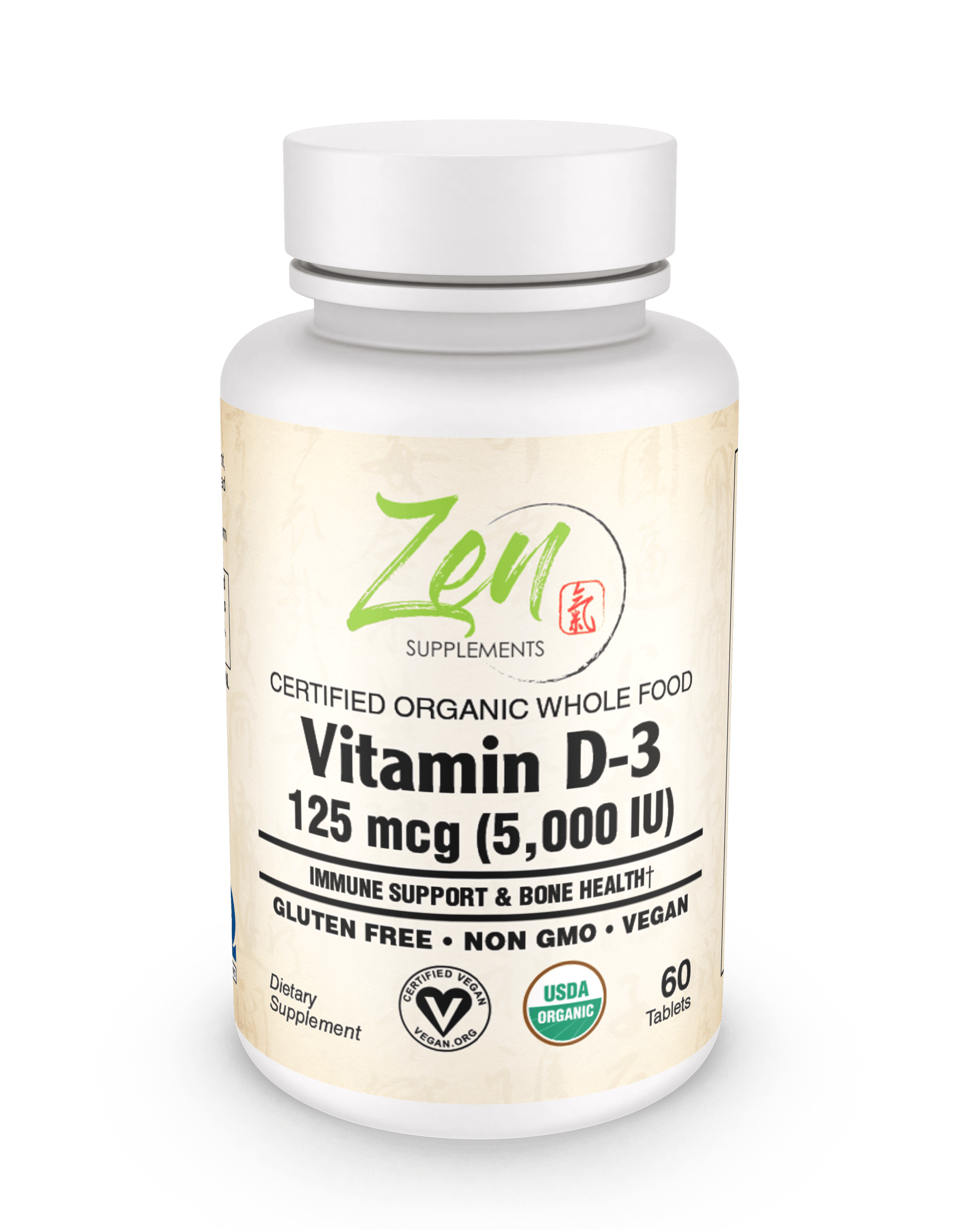 Organic Whole Food Vegan Vitamin D-3 125 Mcg (5,000 Iu) (natural algae sourced) 60 TAB
