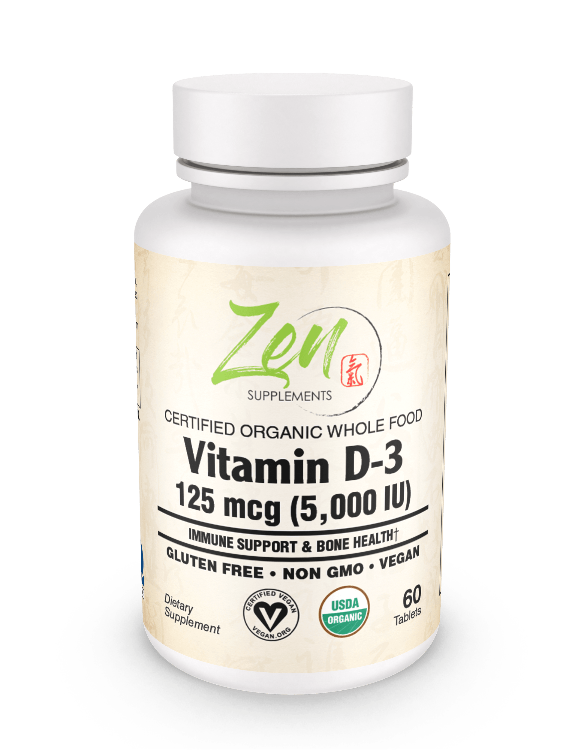 Organic Whole Food Vegan Vitamin D-3 125 Mcg (5,000 Iu) (natural algae sourced) 60 TAB