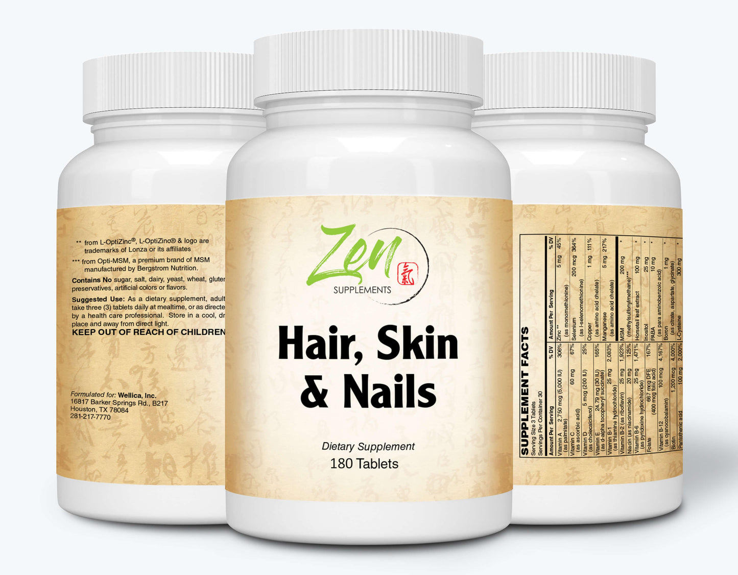 Hair, Skin & Nails Formula - With Biotin - 180 Tabs