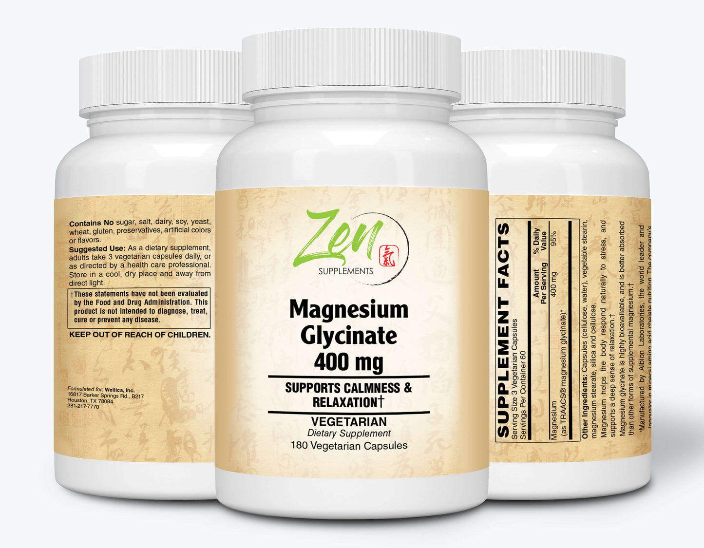 Magnesium Glycinate 400mg - 180 Vegcaps