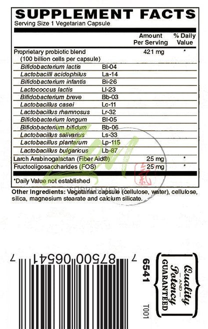 100 Billion Probiotic Supplement Facts