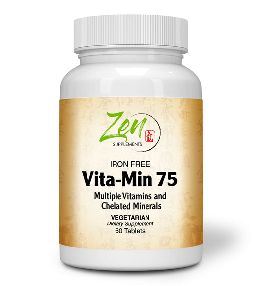 Vita-Min 75 Multivitamin and Chelated Minerals (Iron Free) - 60 or 90 Tabs