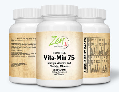 Vita-Min 75 Multivitamin and Chelated Minerals (Iron Free) - 60 or 90 Tabs - Temporary Out of Stock