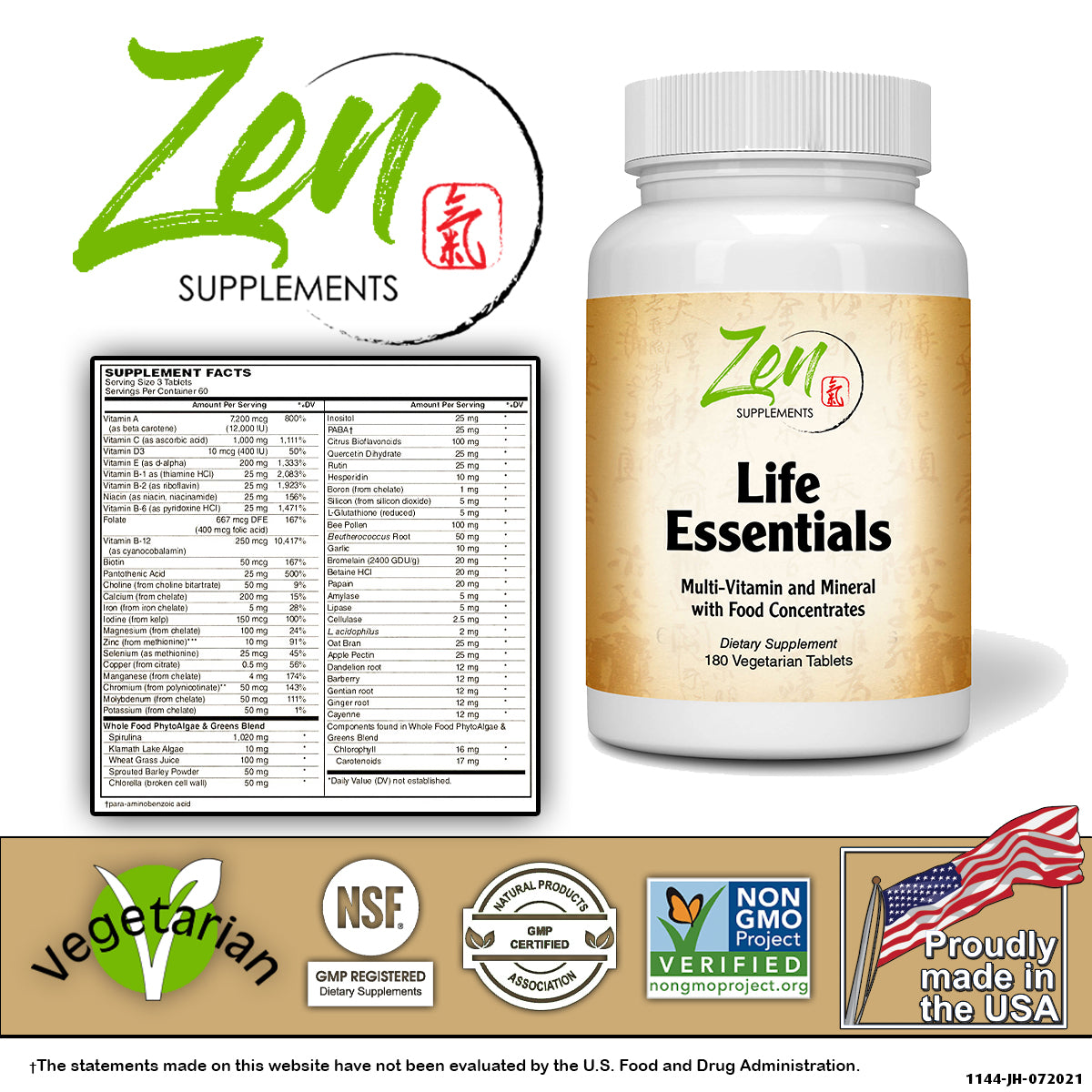 Life Essentials Multi-Vitamin - With Probiotics & Digestive Enzymes - 180 Tabs