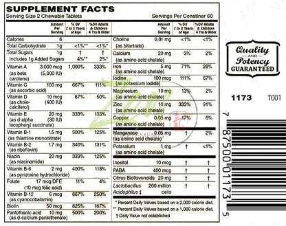 Children's Chewable Multi-Vitamin w/ Acidophilus Cherry Flavor 120 Tab