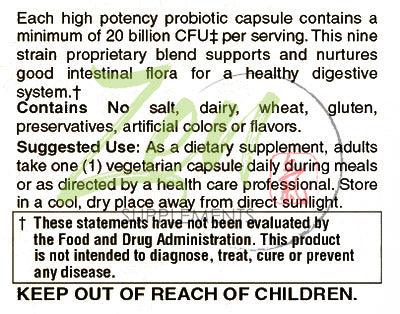 20 Billion Probiotic 30g Label