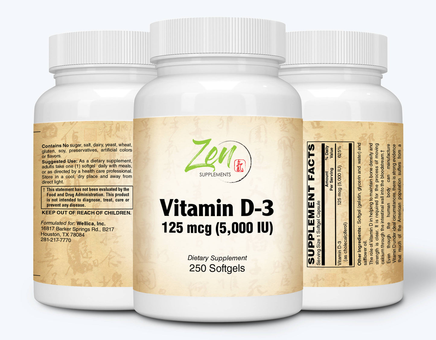 Vitamin D-3 5000IU - 250 Softgel