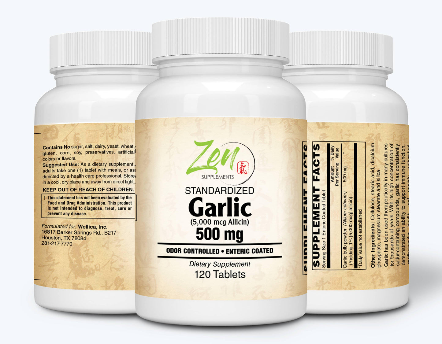 Garlic 500mg Extract - With 5,000mcg Allicin - 120 Tabs