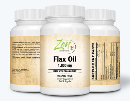 Flax Oils 1000 mg Organic Flax, Hexane Free  90 Softgels