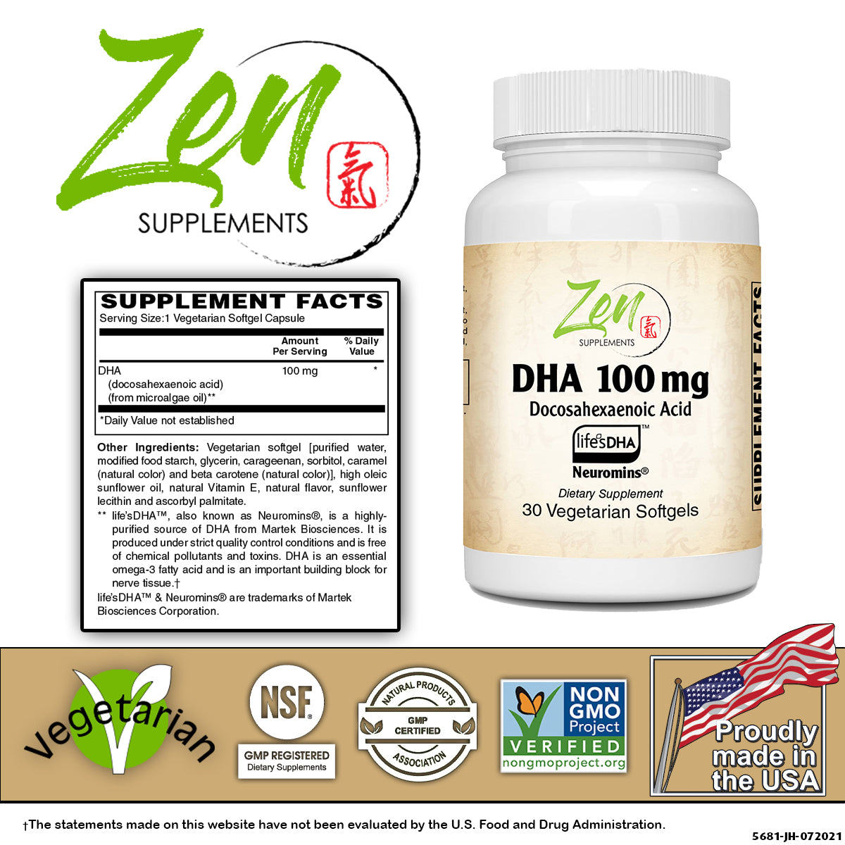 Neuromins DHA 100mg - Vegan & Algae Based - 30 Vcaps