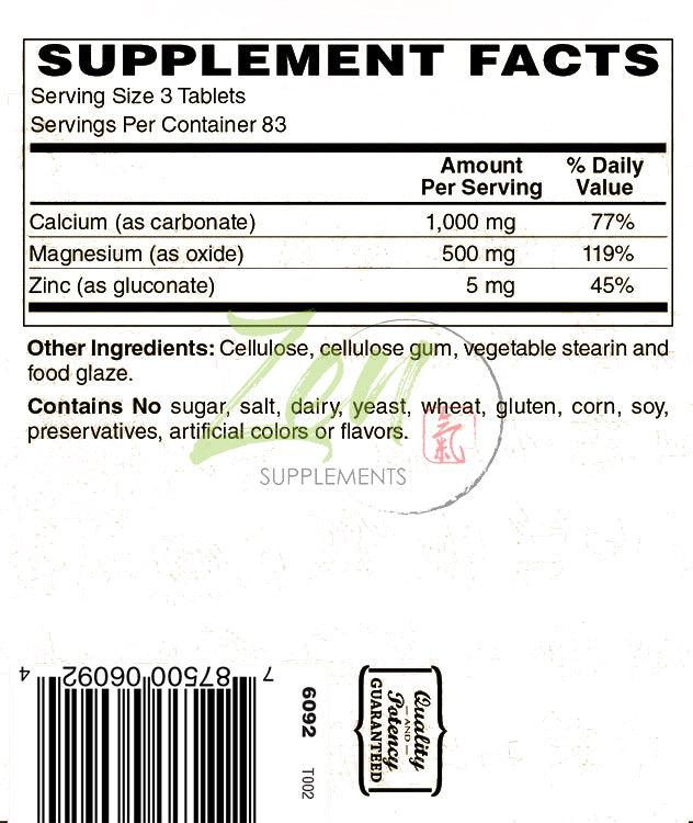 Calcium Magnesium & Zinc - 250 Tabs