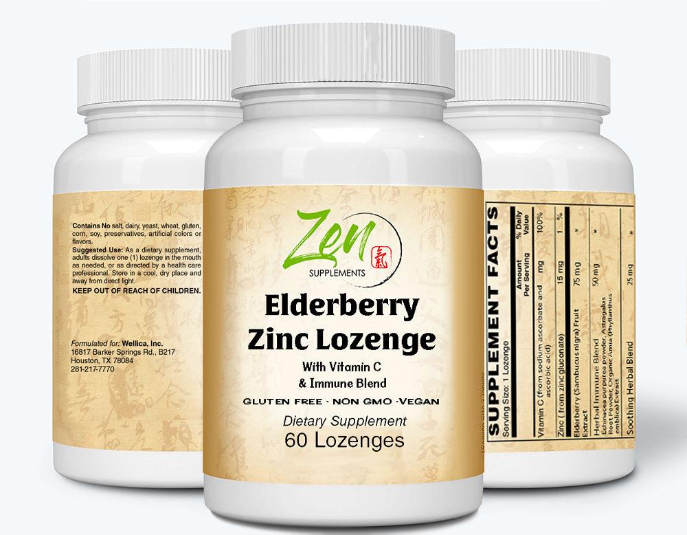 Elderberry Zinc Lozenge with Vitamin C and Immune Blend 60 Count