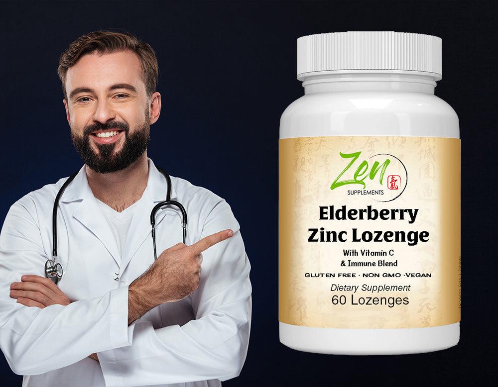 Elderberry Zinc Lozenge with Vitamin C and Immune Blend 60 Count