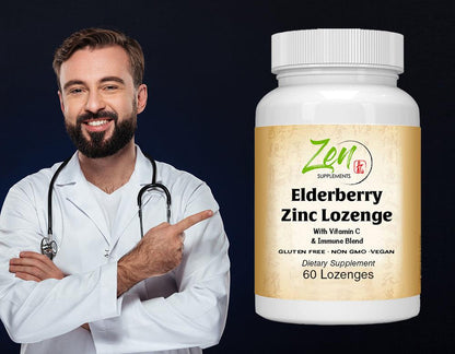 Elderberry Zinc Lozenge with Vitamin C and Immune Blend 60 Count