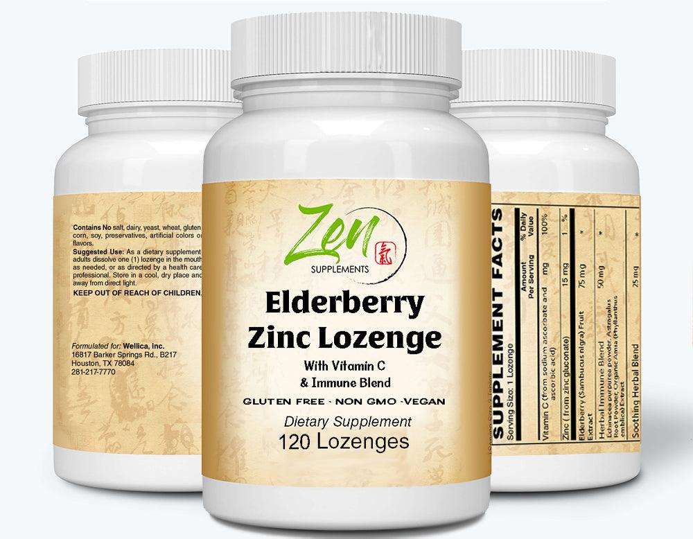 Elderberry Zinc lozenge with Vitamin C and Immune Blend 120 count