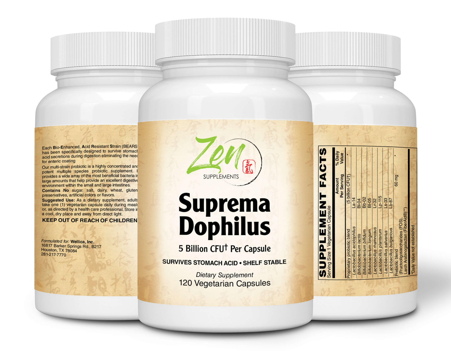 Suprema-Dophilus 5 Billion CFU 8 Strain Probiotic - 120 Caps