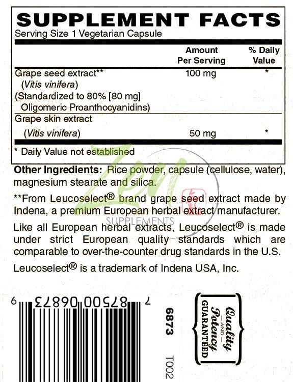 European Grape Seed Extract 100mg - 90 Vegcaps