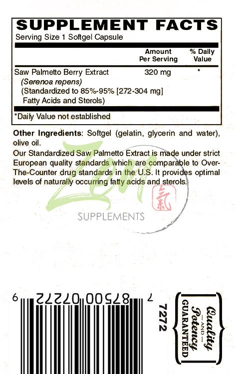 Saw Palmetto Berry Extract 320mg - 60 Softgel