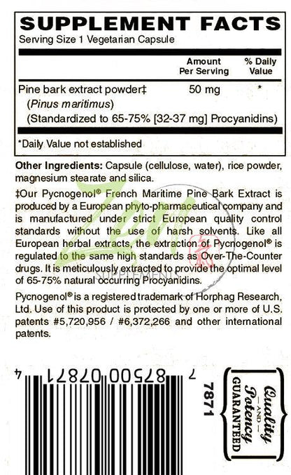 Pycnogenol Antioxidant 50mg - French Marine Pine Bark - 30 Vegcaps