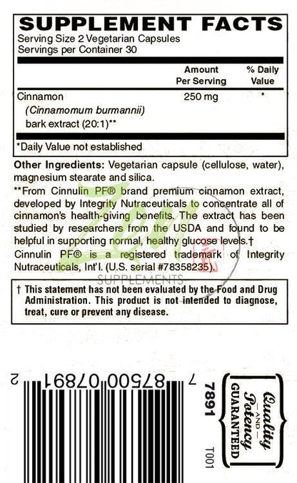 Cinnamon Extract 250mg - 60 Caps