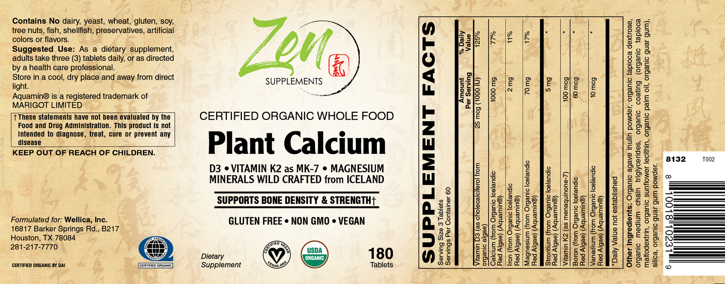 Organic Whole Food Plant Calcium 90 TAB