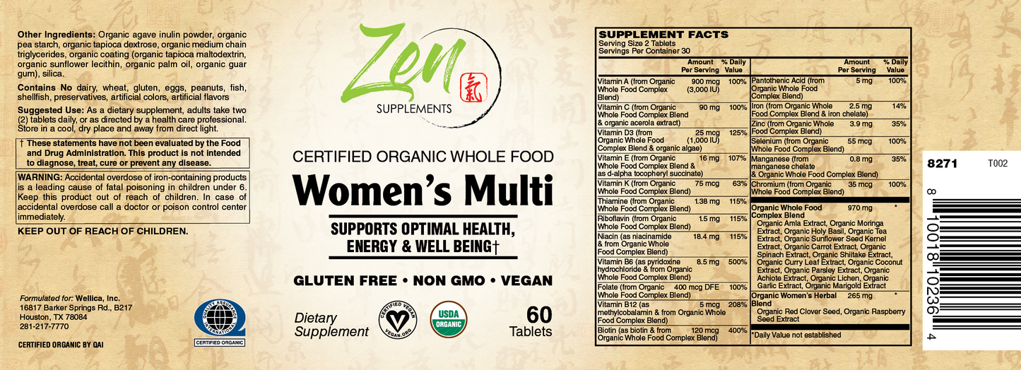 Organic Whole Food Women's Multi 60 TAB