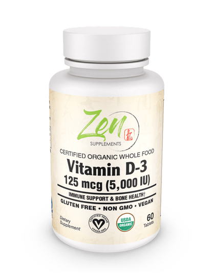 Organic Whole Food Vegan Vitamin D-3 125 Mcg (5,000 Iu) (natural algae sourced) 60 TAB