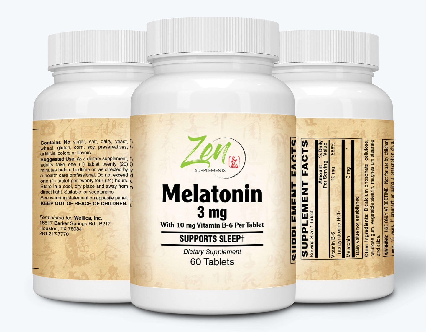 Melatonin 3mg - With Vitamin B-6 - 60 Tabs